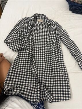 Jachs MFG Co Plaid Shirt Dress Long Sleeve Black and White Size m